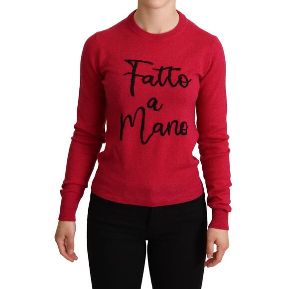 Dolce & Gabbana Pink Embroidered Cashmere Wool Pullover Women's Sweater